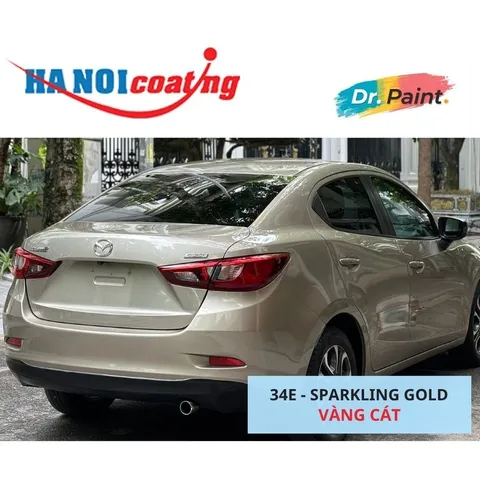 [ TẶNG NHÁM] Bình sơn Xịt Xóa Vết Xước Xe Ô tô MAZDA 2 Màu VÀNG CÁT Code 34E - SPARKLING GOLD chính hãng DR.PAINT