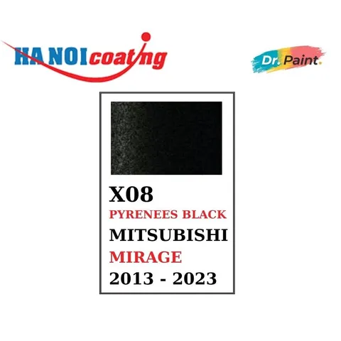 Bình sơn Xịt Xóa Vết Xước Xe Ô tô MITSUBISHI MIRAGE Màu ĐEN ÁNH KIM Code X08 - PYRENEES BLACK chính hãng DR.PAINT