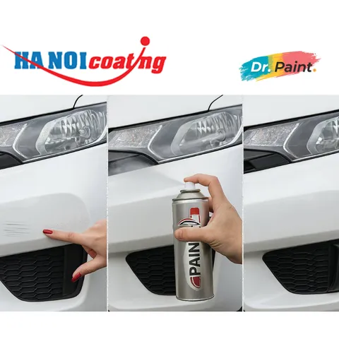 Bình sơn Xịt Xóa Vết Xước Xe Ô tô VINFAST VF8 màu Trắng Sứ mã màu WHA - BRAHMINY WHITE chính hãng DR.PAINT