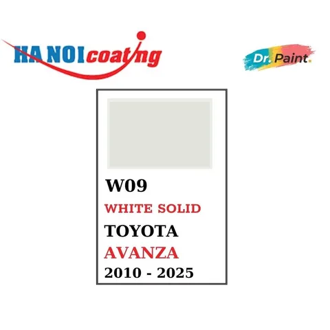 Bình sơn Xịt Xóa Vết Xước xe Ô tô TOYOTA AVANZA Màu TRẮNG SỨ code W09 - WHITE SOLID chính hãng DR.PAINT