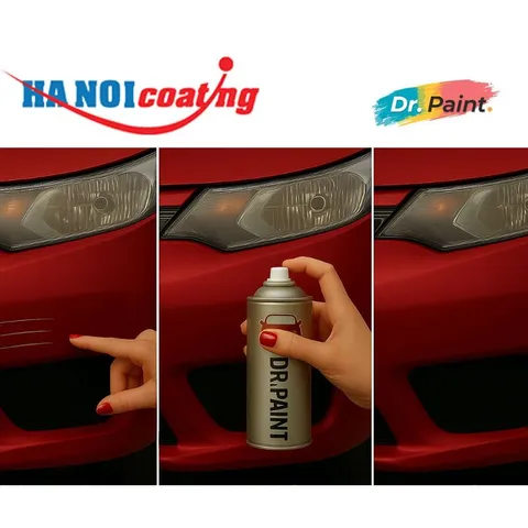 COMBO 2 BÌNH Sơn Xịt Xóa Vết Xước cho xe Ô tô KIA SONET màu ĐỎ ÁNH KIM mã màu CR5 - RUNWAY RED chính hãng DR.PAINT