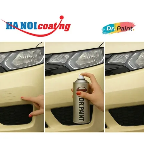Bình sơn Xịt Xóa Vết Xước Xe Ô tô HYUNDAI COUNTY Màu VÀNG SỮA code AD - MILD BEIGE chính hãng DR.PAINT
