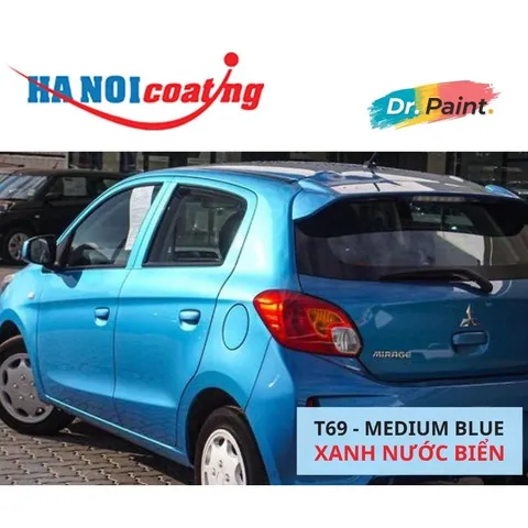 Bình sơn Xịt Xóa Vết Xước Xe Ô tô MITSUBISHI MIRAGE Màu XANH NƯỚC BIỂN Code T69 - MEDIUM BLUE chính hãng DR.PAINT