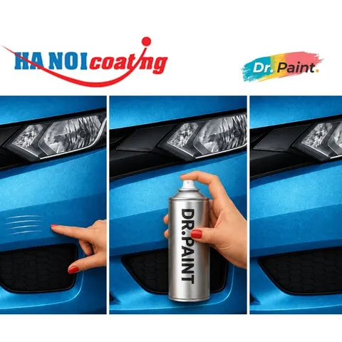 Bình sơn Xịt Xóa Vết Xước Xe Ô tô MITSUBISHI MIRAGE Màu XANH NƯỚC BIỂN Code T69 - MEDIUM BLUE chính hãng DR.PAINT