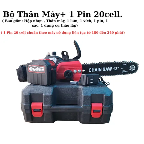 Máy Cưa Xích Dùng Pin 12inch  Động Cơ Không Chổi Than Sử  Dụng Chân Pin Phổ Thông M21. Bảo Hành 3 Tháng