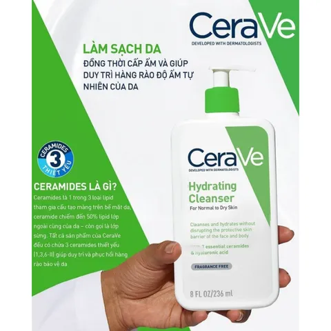 Sữa Rửa Mặt CeraVe Cho Da Thường Đến Khô - Hydrating Cleanser