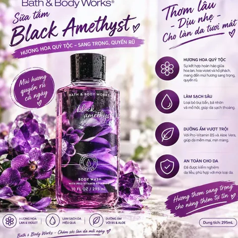 Bath & Body Works Black Amethyst Body Wash Sữa Tắm Dưỡng Ẩm 295ml Chính Hãng Mỹ