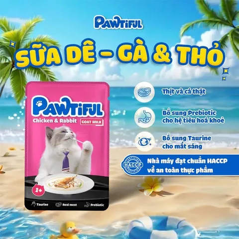 Pate Pawtiful Cho Mèo 70g 5 Vị Sữa Dê, Mousse Và Thạch - Dùng Trực Tiếp, Trộn Hạt