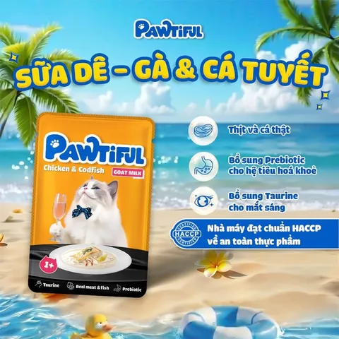 Pate Pawtiful Cho Mèo 70g 5 Vị Sữa Dê, Mousse Và Thạch - Dùng Trực Tiếp, Trộn Hạt