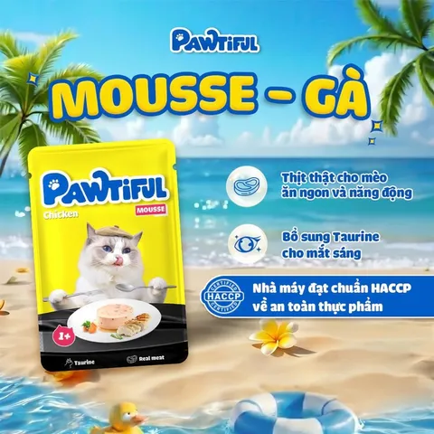 Pate Pawtiful Cho Mèo 70g 5 Vị Sữa Dê, Mousse Và Thạch - Dùng Trực Tiếp, Trộn Hạt