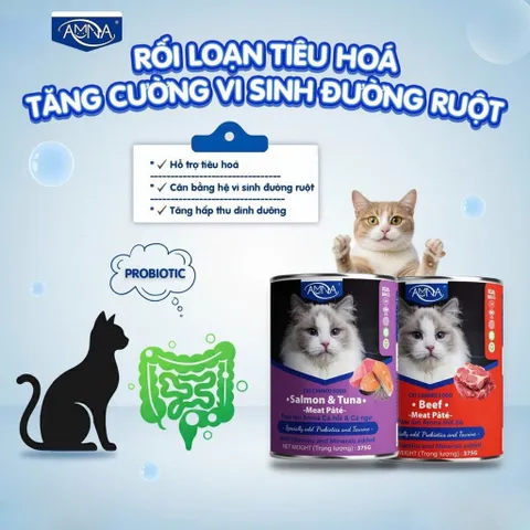 Pate Cho Mèo AMNA 375g 3 Vị Gà, Bò, Cá Hồi Cá Ngừ - Dùng Trực Tiếp, Trộn Hạt