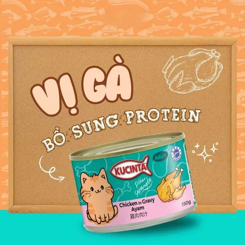Pate Cho Mèo Trưởng Thành Kucinta Lon 150g 5 Vị Gravy Jelly - Dùng Trực Tiếp, Trộn Hạt