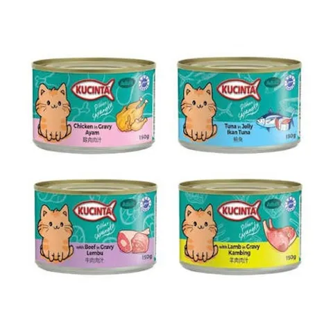 Pate Cho Mèo Trưởng Thành Kucinta Lon 150g 5 Vị Gravy Jelly - Dùng Trực Tiếp, Trộn Hạt
