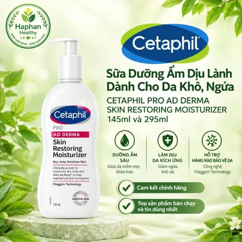 Sữa dưỡng ẩm bảo vệ duy trì cho da khô, ngứa, viêm da cơ địa CETAPHIL PRO AD DERMA SKIN RESTORING MOISTURIZER