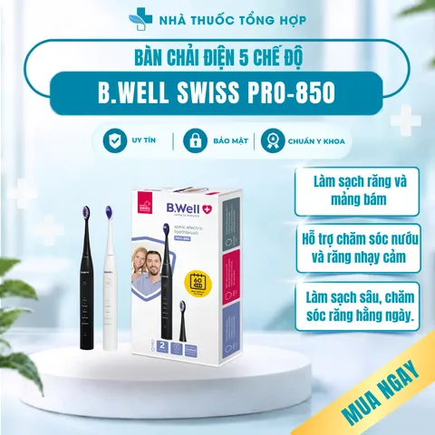 Bàn Chải Điện B.Well Swiss PRO-850 – 5 Chế Độ Làm Sạch, Sạc 1 Lần Dùng 2 Tháng - BẢO HÀNH 2 NĂM 794655