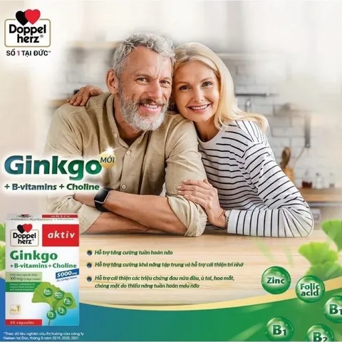 Doppelherz Ginkgo + B-vitamins + Choline (Hộp 30 viên) - Hỗ trợ tuần hoàn máu não, tăng cường trí nhớ và sự minh mẫ