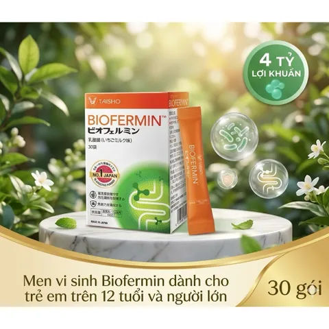 [TẶNG TUÝP C SỦI BẤT KỲ] Men Vi Sinh Biofermin Taisho Nhật Bản (Hộp 30 Gói) - Bổ Sung 4 Tỷ Lợi Khuẩn
