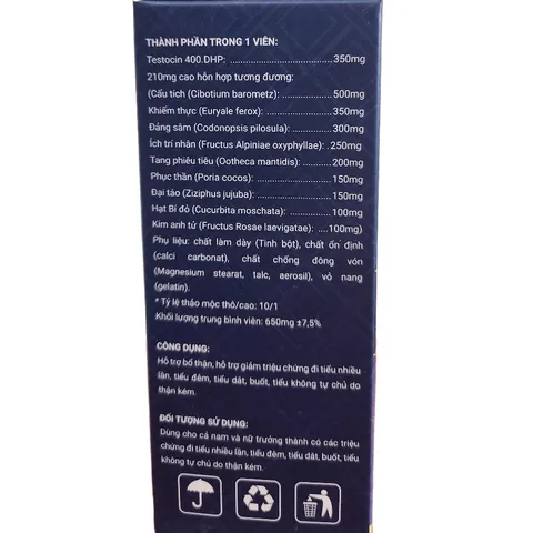 Ích Niệu Vương Tăng Cường Chức Năng Thận, Dành Cho Nam Và Nữ | Hộp 30 viên