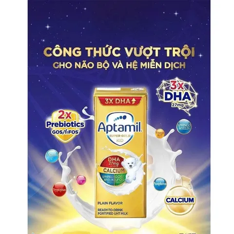 Lốc 3 Hộp Sữa pha sẵn Aptamil Super Gold Kid 3*180ml cho bé trên 1 tuổi - chính hãng