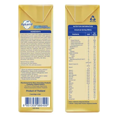 Lốc 3 Hộp Sữa pha sẵn Aptamil Super Gold Kid 3*180ml cho bé trên 1 tuổi - chính hãng