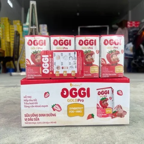 Lốc Sữa Oggi Gold Pro Pha Sẵn 110ml Vị Dâu Sữa | Hỗ Trợ Tiêu Hóa, Hấp Thu Tốt