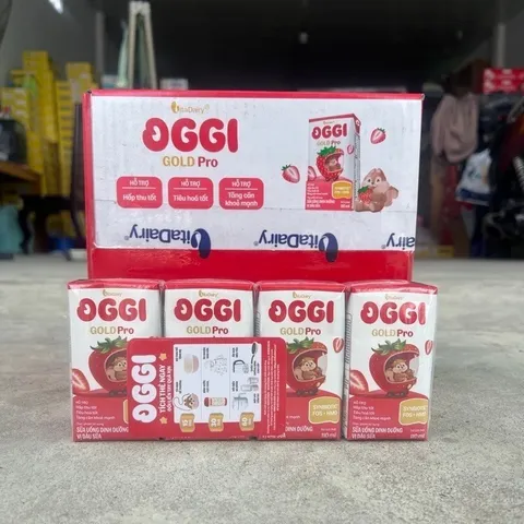 Lốc Sữa Oggi Gold Pro Pha Sẵn 110ml Vị Dâu Sữa | Hỗ Trợ Tiêu Hóa, Hấp Thu Tốt