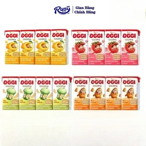 Sữa Bột Pha Sẵn Oggi Gold Pro vị trái cây 110ml 4 hộp/ lốc - Hàng chính hãng