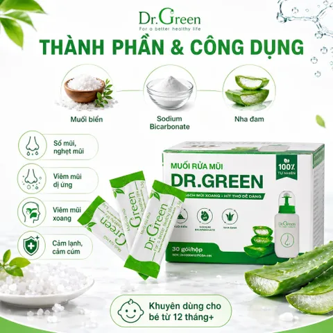 Combo 3 Hộp Muối Biển Nha Đam Dr.Green - Hỗ trợ viêm mũi, viêm xoang cho trẻ và người lớn