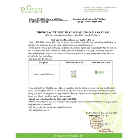 Combo 3 Hộp Muối Biển Nha Đam Dr.Green - Hỗ trợ viêm mũi, viêm xoang cho trẻ và người lớn