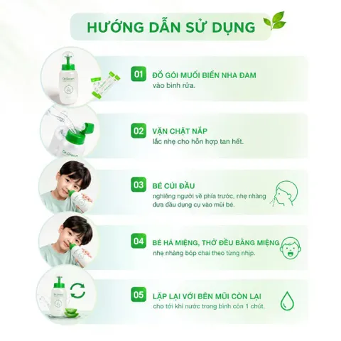 Combo 3 Hộp Muối Biển Nha Đam Dr.Green - Hỗ trợ viêm mũi, viêm xoang cho trẻ và người lớn
