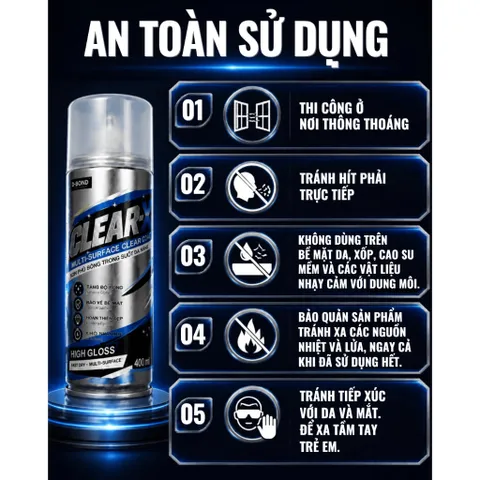 Sơn phủ bóng trong suốt đa năng D-BOND Clear-X nhanh khô cho nhiều bề mặt, bình xịt tiện dụng, phục hồi đồ cũ