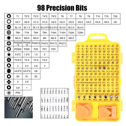 Bộ Dụng Cụ Tua Vít Và Vặn Ốc Vít Đa Năng 115 in 1 Tay Chống Trượt Đầu Vặn Hợp Kim Thép 