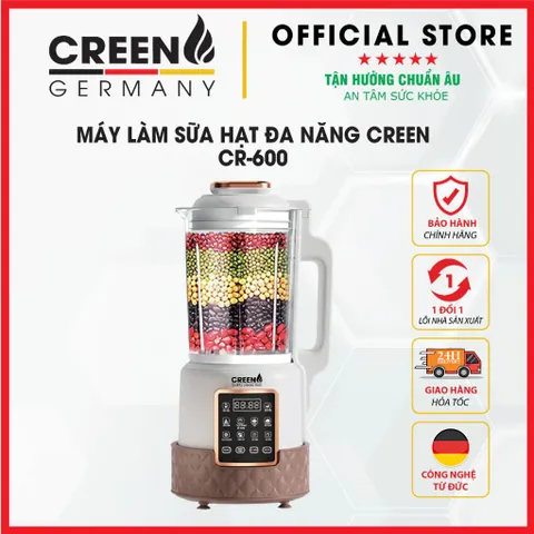 Máy Làm Sữa Hạt Tiêu Âm CREEN CR-600 Dung Tích 1,75L, 12 Chức Năng - Hàng Chính Hãng Bảo Hành 2 Năm