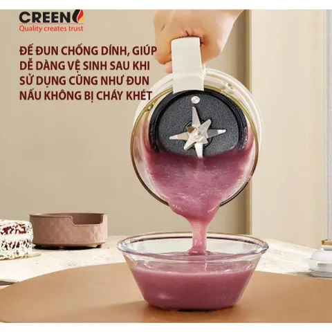 Máy Làm Sữa Hạt Tiêu Âm CREEN CR-600 Dung Tích 1,75L, 12 Chức Năng - Hàng Chính Hãng Bảo Hành 2 Năm