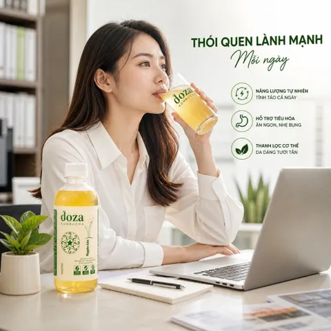 [COMBO 3 Chai Doza Kombucha TẶNG 1 Trà]  -Tốt cho hệ tiêu hóa,hỗ trợ giảm mỡ tự nhiên,chống gốc tự do,không đường