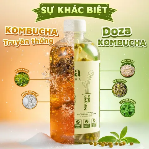 Trà Doza Kombucha (Bao bì mới) - 500Ml,Lên Men từ Giá Đỗ Sạch tốt cho hệ tiêu hóa,bổ sung lợi khuẩn,hết táo bón