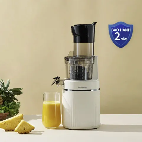 Máy Ép Chậm Locknlock Bianco Slow Juicer 0.8L EJJ421IVY Ép Hoa Quả Trái Cây Kiệt Bã - Bảo Hành 2 Năm