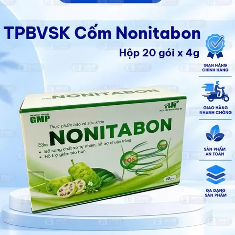 Cốm Nonitabon TPBVSK hộp 20 gói x 4g nhuận tràng, giảm táo bón