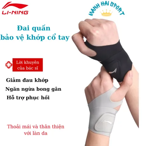 Băng quấn cổ tay Lining LDET189 mỏng nhẹ, phù hợp chơi thể thao, nẹp cổ tay khi chấn thương bong gân