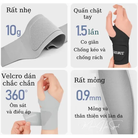 Băng cổ tay AOLIKES mỏng nhẹ nẹp cổ tay, bảo vệ cổ tay khi chơi thể thao