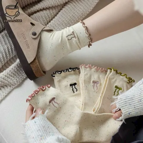 Sét 10 Đôi Tất Vớ Gấu Xám Cổ Cao Thoáng Nhẹ Phong Cách Hàn Quốc (Lẻ 5 Đôi)