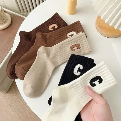 Sét 10 Đôi Tất Vớ Gấu Xám Cổ Cao Thoáng Nhẹ Phong Cách Hàn Quốc (Lẻ 5 Đôi)