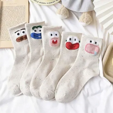 Sét 10 Đôi Tất Vớ Muối Tiêu Họa Tiết Xinh Hình Hoa, Hình Gấu Thoáng Nhẹ(Lẻ 5 Đôi)