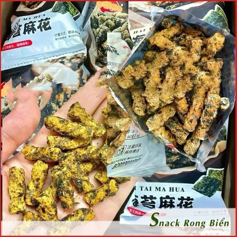 Combo 5 Gói Quẩy Rong Biển Tẩm Vừng Đen Mix Vị Tôm Cay Giòn Tan Đậm Vị - Quẩy Lắc Rong Biển Snack Ăn Vặt Nội Địa Trung
