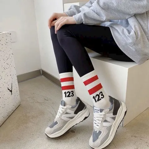 Tất vớ cổ cao Jengiang dày dặn 2 sọc ngang - Tất thể thao UNISEX nam nữ, combo 10 đôi