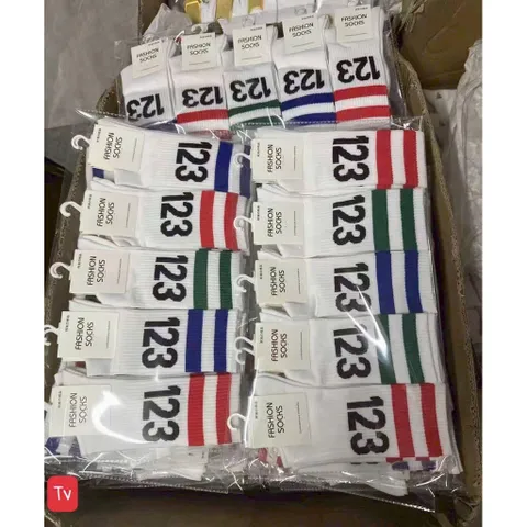 Tất vớ cổ cao Jengiang dày dặn 2 sọc ngang - Tất thể thao UNISEX nam nữ, combo 10 đôi