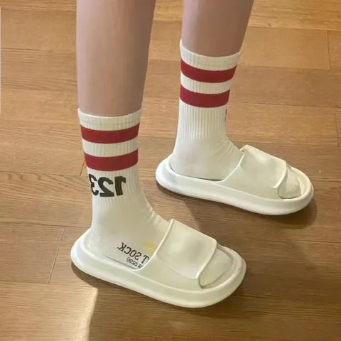 Tất vớ cổ cao Jengiang dày dặn 2 sọc ngang - Tất thể thao UNISEX nam nữ, combo 10 đôi