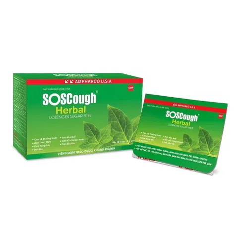 Viên ngậm SOS Cough Herbal không đường (10 vỉ x 4 viên) - Giúp bổ phế, giảm ho, đau họng