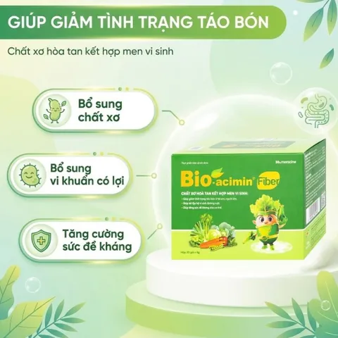 Cốm vi sinh Bio acimin Fiber bổ sung chất xơ tự nhiên cải thiện tình trạng táo bón hộp 30 gói