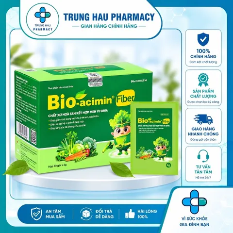 Cốm vi sinh Bio acimin Fiber bổ sung chất xơ tự nhiên cải thiện tình trạng táo bón hộp 30 gói
